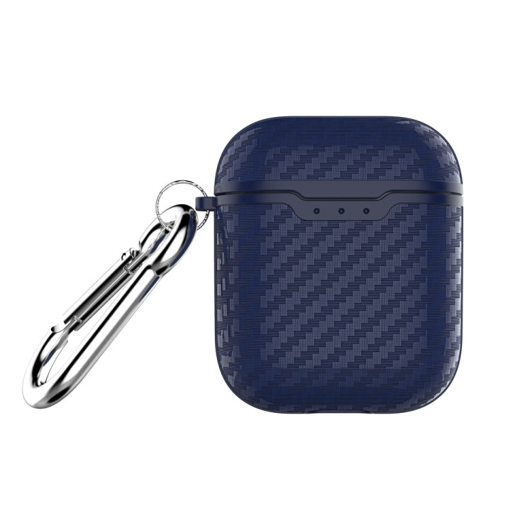 Carbon Fiber Texture TPU + PC Earphones Shockproof Protective Case for Apple AirPods 1 / 2