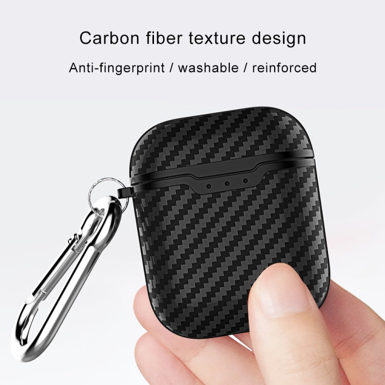 Carbon Fiber Texture TPU + PC Earphones Shockproof Protective Case for Apple AirPods 1 / 2