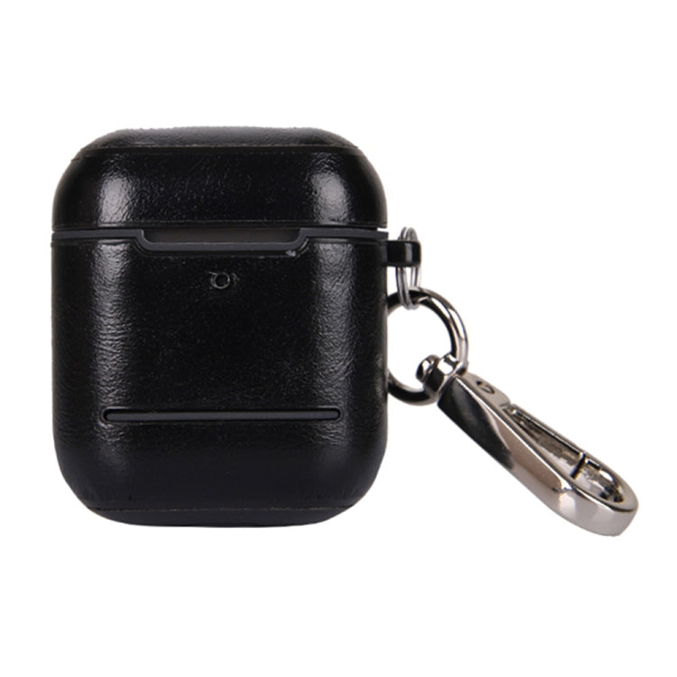 Leather Earphones Shockproof Protective Case with Hook for Apple AirPods 1 / 2