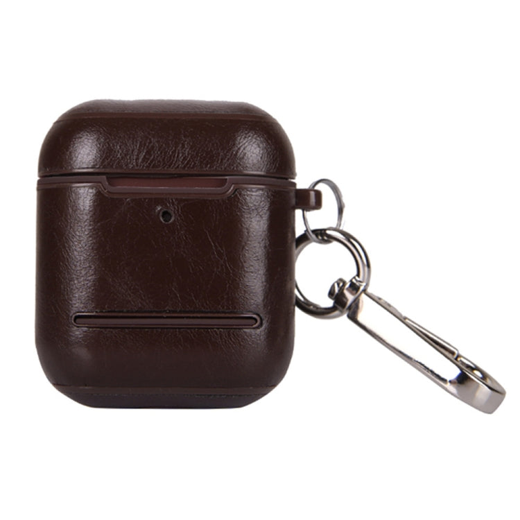 Leather Earphones Shockproof Protective Case with Hook for Apple AirPods 1 / 2