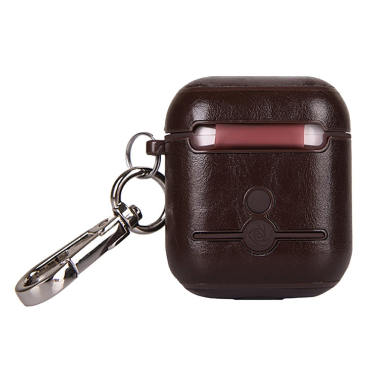 Leather Earphones Shockproof Protective Case with Hook for Apple AirPods 1 / 2