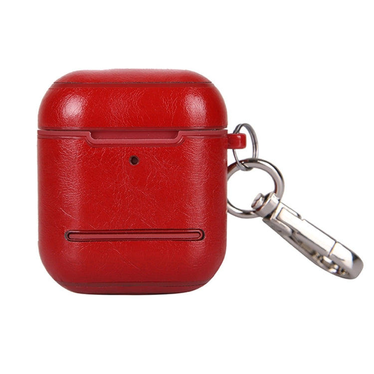 Leather Earphones Shockproof Protective Case with Hook for Apple AirPods 1 / 2