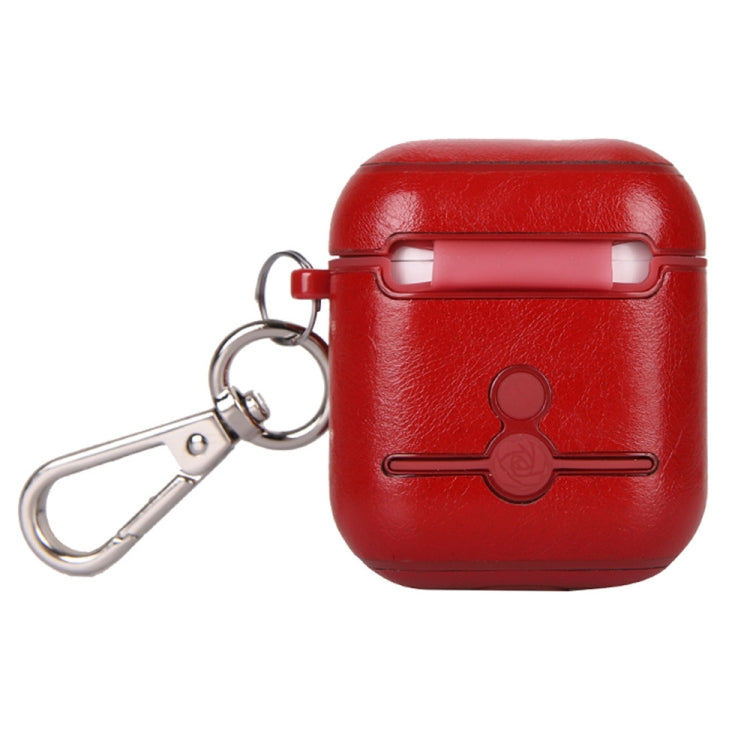 Leather Earphones Shockproof Protective Case with Hook for Apple AirPods 1 / 2