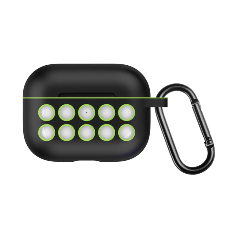 For Apple AirPods Pro Wireless Earphone Double Color Liquid Silicone 10 Hole Protective Case with Hook