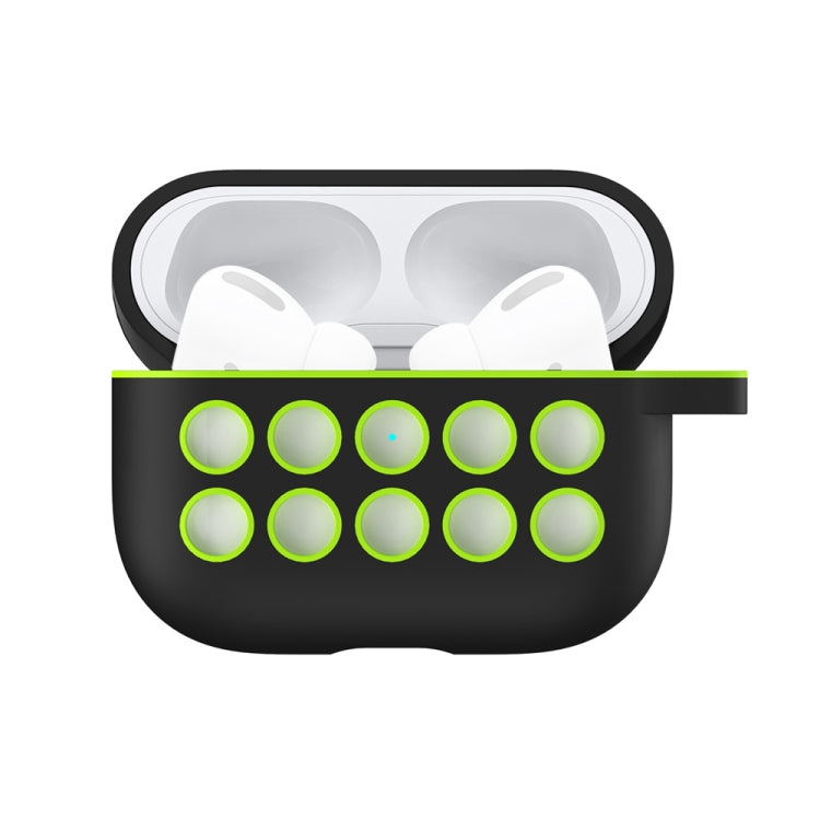 For Apple AirPods Pro Wireless Earphone Double Color Liquid Silicone 10 Hole Protective Case with Hook