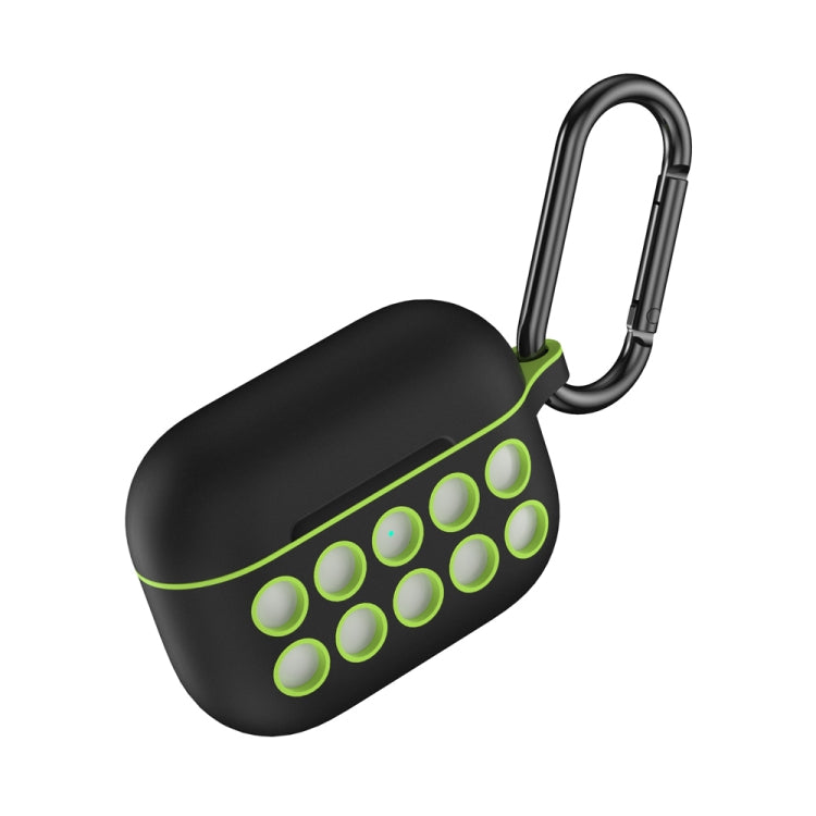 For Apple AirPods Pro Wireless Earphone Double Color Liquid Silicone 10 Hole Protective Case with Hook