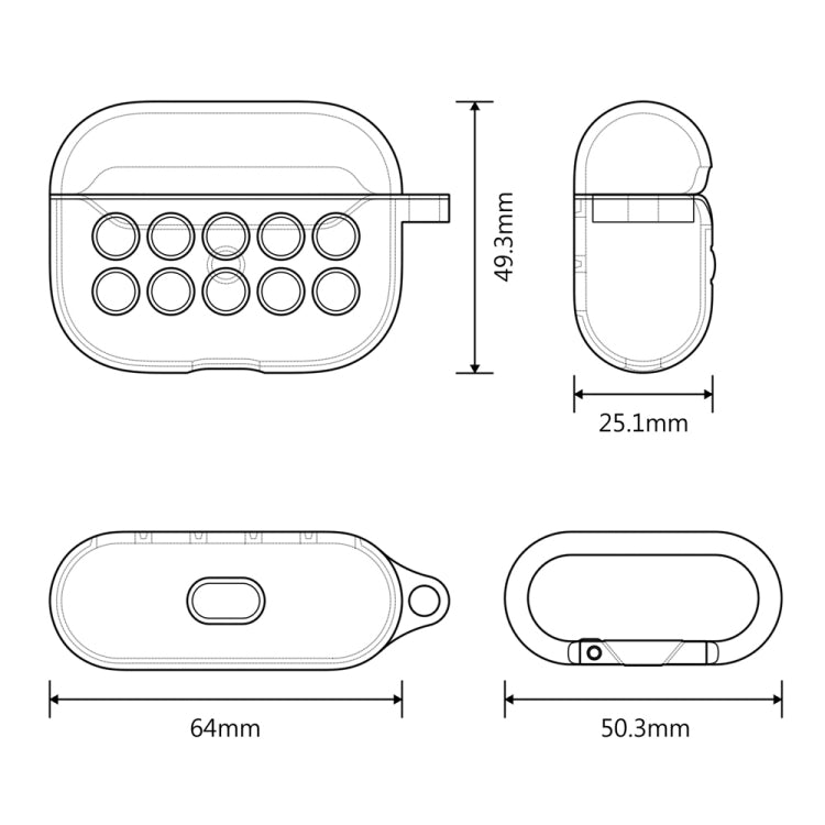For Apple AirPods Pro Wireless Earphone Double Color Liquid Silicone 10 Hole Protective Case with Hook