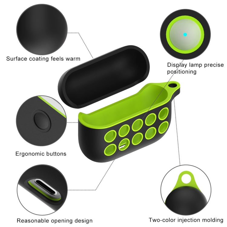 For Apple AirPods Pro Wireless Earphone Double Color Liquid Silicone 10 Hole Protective Case with Hook