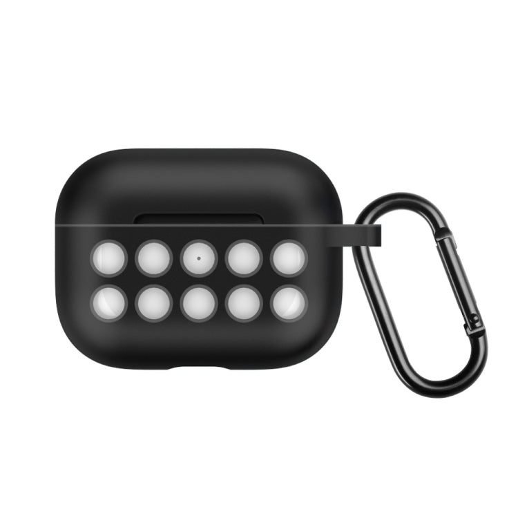 For Apple AirPods Pro Wireless Earphone Double Color Liquid Silicone 10 Hole Protective Case with Hook