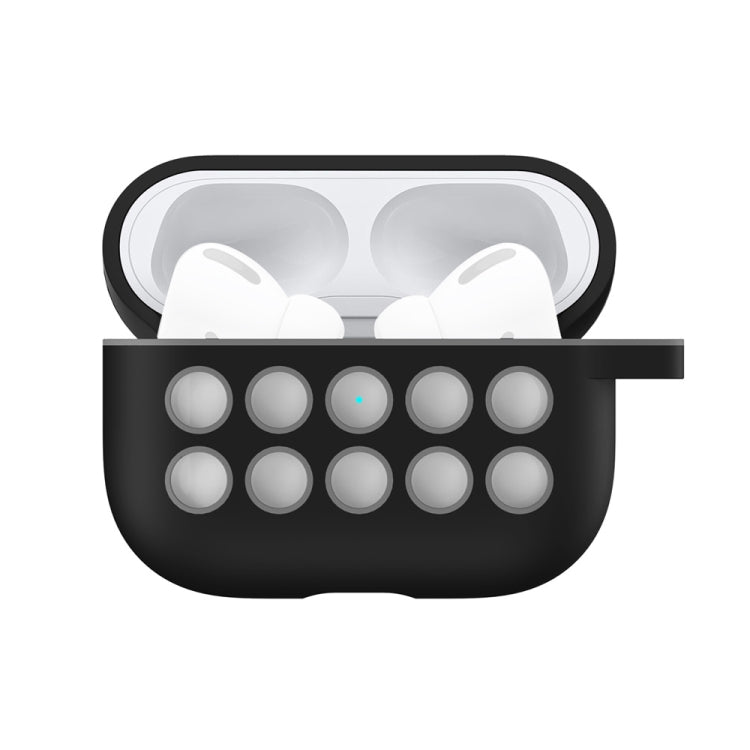 For Apple AirPods Pro Wireless Earphone Double Color Liquid Silicone 10 Hole Protective Case with Hook