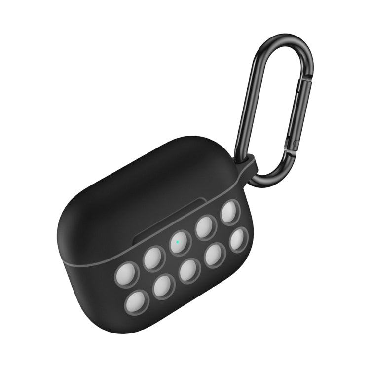 For Apple AirPods Pro Wireless Earphone Double Color Liquid Silicone 10 Hole Protective Case with Hook