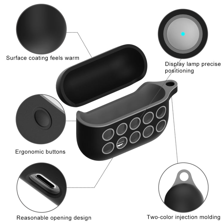 For Apple AirPods Pro Wireless Earphone Double Color Liquid Silicone 10 Hole Protective Case with Hook