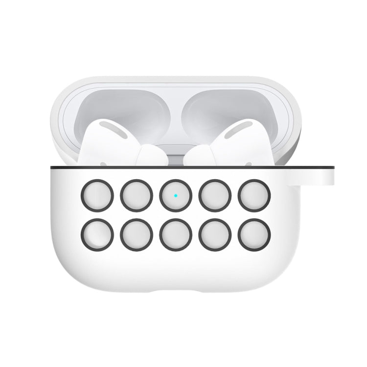 For Apple AirPods Pro Wireless Earphone Double Color Liquid Silicone 10 Hole Protective Case with Hook