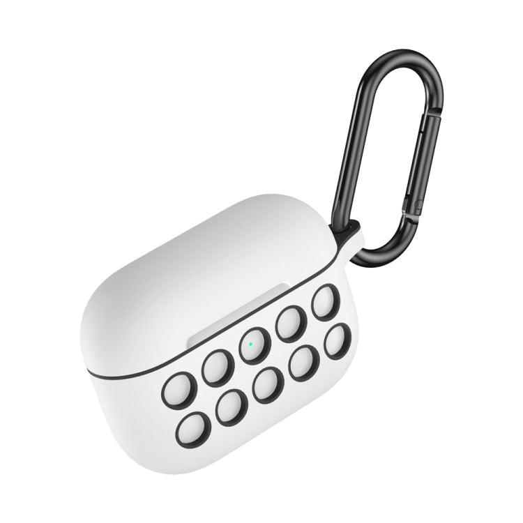 For Apple AirPods Pro Wireless Earphone Double Color Liquid Silicone 10 Hole Protective Case with Hook