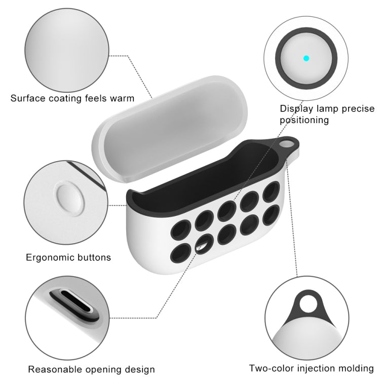 For Apple AirPods Pro Wireless Earphone Double Color Liquid Silicone 10 Hole Protective Case with Hook