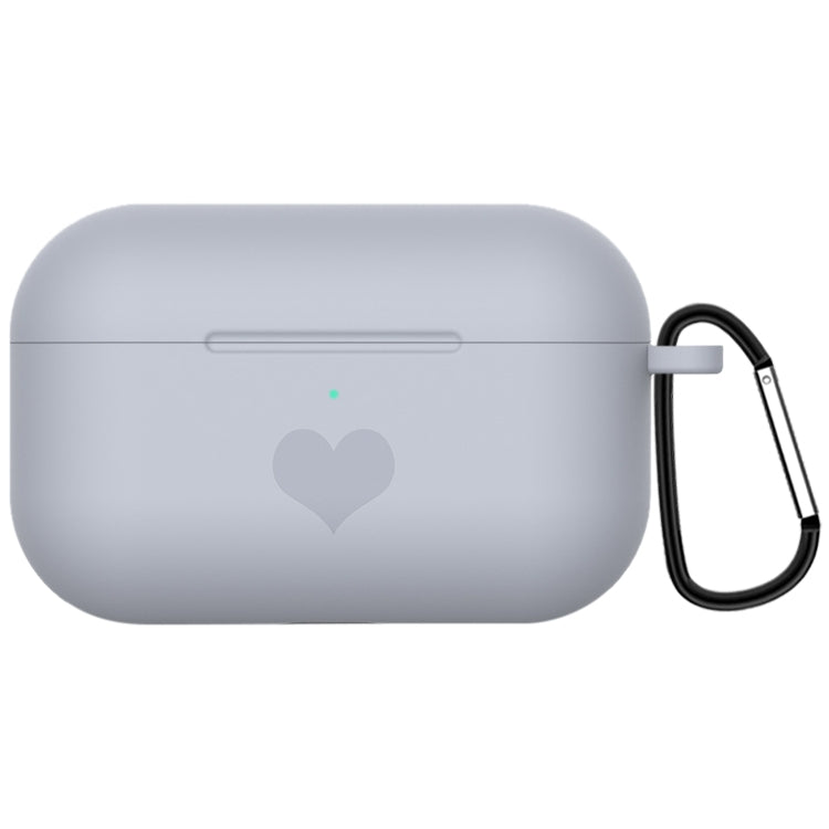 For AirPods Pro Love-heart Pattern Silicone Earphone Protective Case with Hook