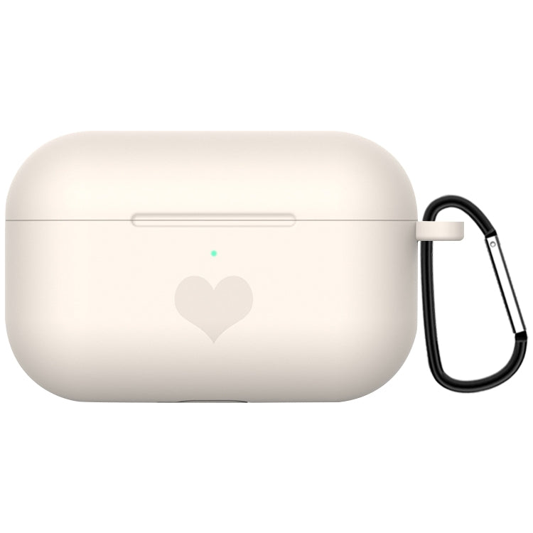 For AirPods Pro Love-heart Pattern Silicone Earphone Protective Case with Hook