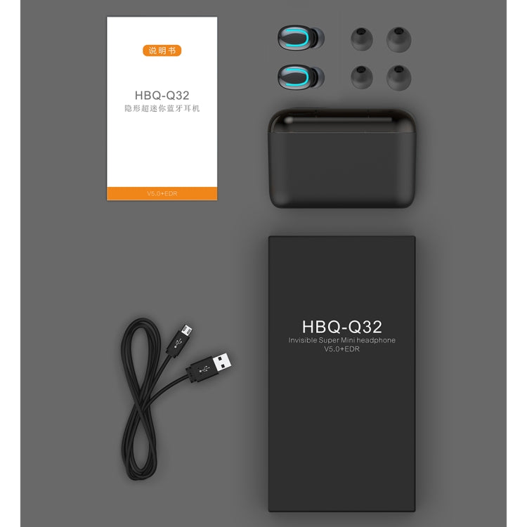 HBQ-Q32 TWS Bluetooth 5.0 Binaural Stereo Wireless Sports Bluetooth Earphone with Charging Box