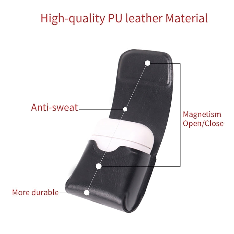 For Apple AirPods 1 / 2 PU Leather Waterproof Anti-drop Magnetic Closure Bluetooth Earphone Protection Cover, with Hook