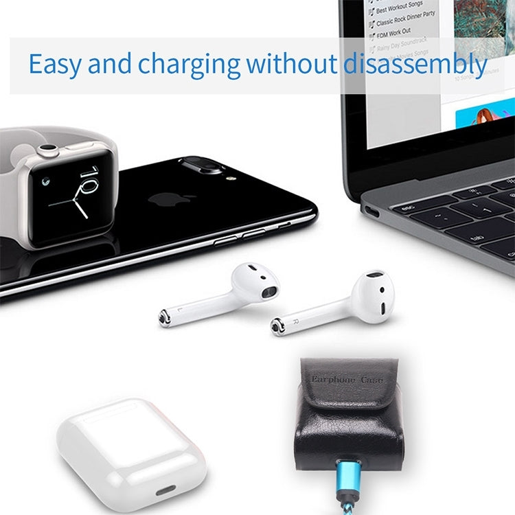For Apple AirPods 1 / 2 PU Leather Waterproof Anti-drop Magnetic Closure Bluetooth Earphone Protection Cover, with Hook
