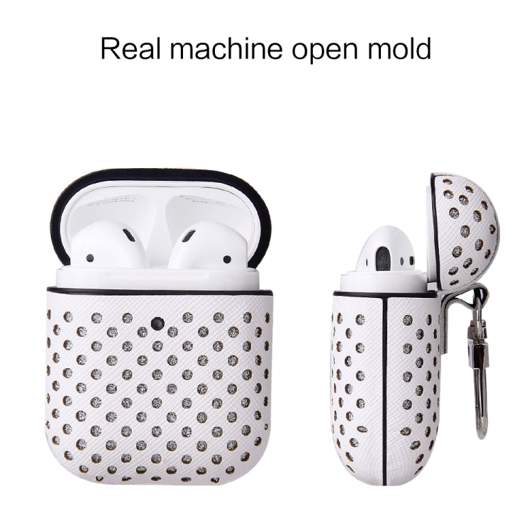 Ball Dot Flashing PU Leather + PC Wireless Bluetooth Earphone Protective Case for Apple AirPods 1 / 2, with Metal Buckle
