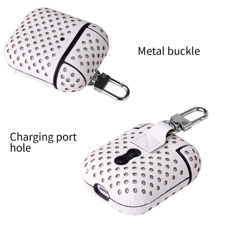 Ball Dot Flashing PU Leather + PC Wireless Bluetooth Earphone Protective Case for Apple AirPods 1 / 2, with Metal Buckle