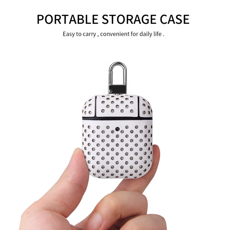Ball Dot Flashing PU Leather + PC Wireless Bluetooth Earphone Protective Case for Apple AirPods 1 / 2, with Metal Buckle