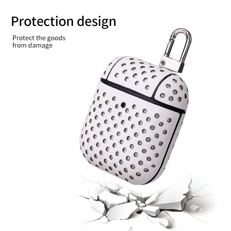 Ball Dot Flashing PU Leather + PC Wireless Bluetooth Earphone Protective Case for Apple AirPods 1 / 2, with Metal Buckle