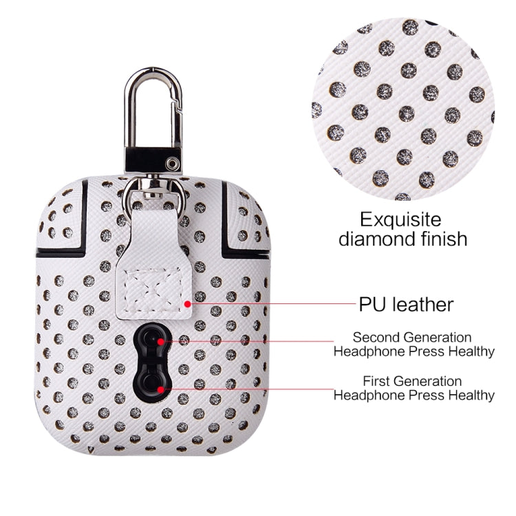 Ball Dot Flashing PU Leather + PC Wireless Bluetooth Earphone Protective Case for Apple AirPods 1 / 2, with Metal Buckle