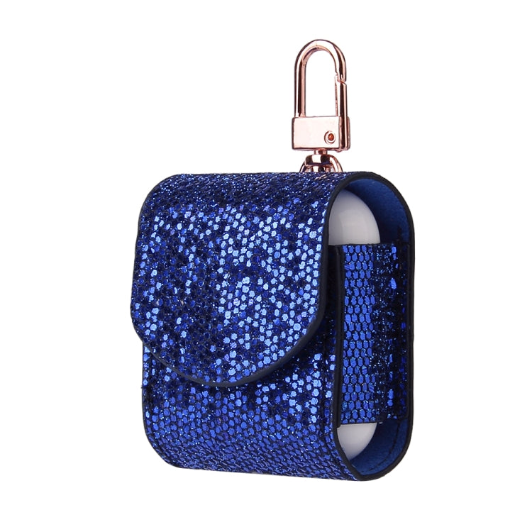 Sequined Flip PU Leather Wireless Bluetooth Earphone Protective Case for Apple AirPods 1 / 2, with Metal Buckle