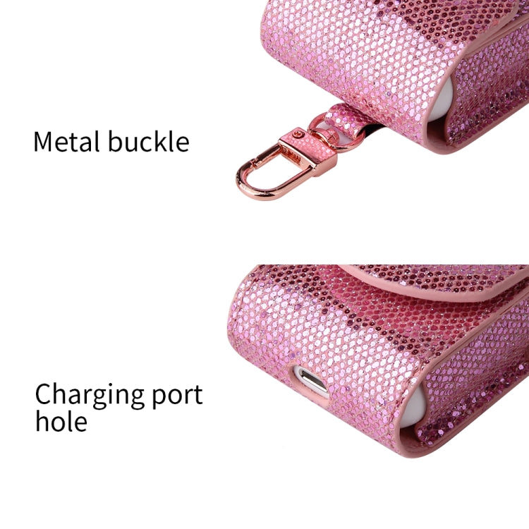 Sequined Flip PU Leather Wireless Bluetooth Earphone Protective Case for Apple AirPods 1 / 2, with Metal Buckle