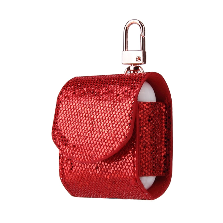 Sequined Flip PU Leather Wireless Bluetooth Earphone Protective Case for Apple AirPods 1 / 2, with Metal Buckle