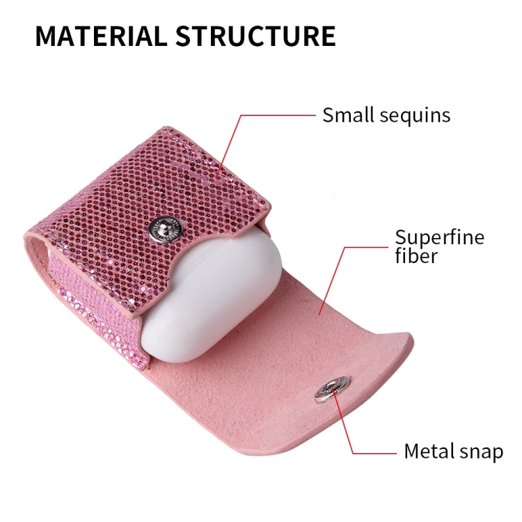 Sequined Flip PU Leather Wireless Bluetooth Earphone Protective Case for Apple AirPods 1 / 2, with Metal Buckle