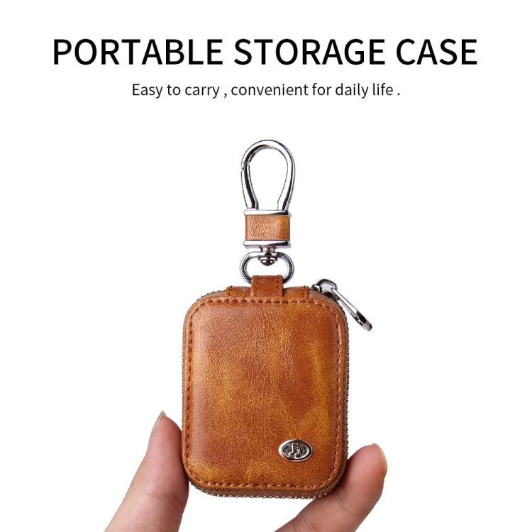 Business Casual Style Zipper PU Leather Wireless Bluetooth Earphone Protective Case for Apple AirPods 1 / 2, with Metal Buckle