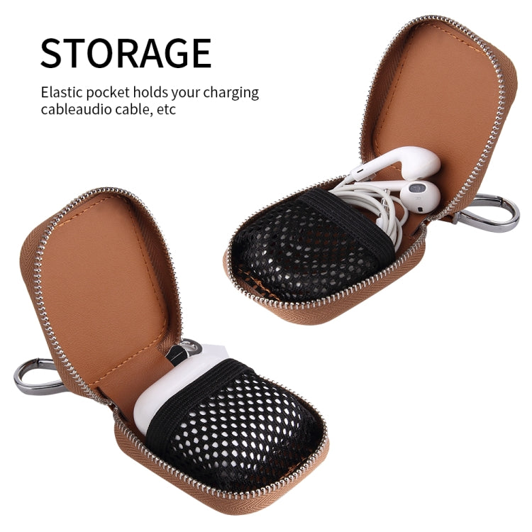 Business Casual Style Zipper PU Leather Wireless Bluetooth Earphone Protective Case for Apple AirPods 1 / 2, with Metal Buckle