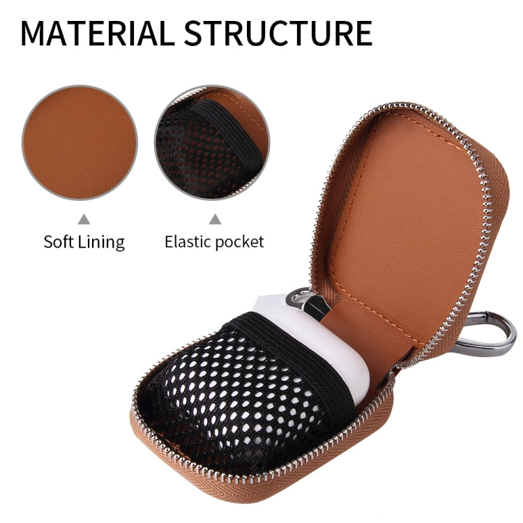 Business Casual Style Zipper PU Leather Wireless Bluetooth Earphone Protective Case for Apple AirPods 1 / 2, with Metal Buckle