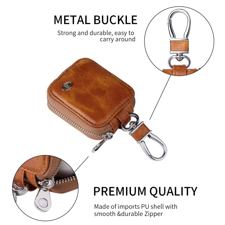 Business Casual Style Zipper PU Leather Wireless Bluetooth Earphone Protective Case for Apple AirPods 1 / 2, with Metal Buckle