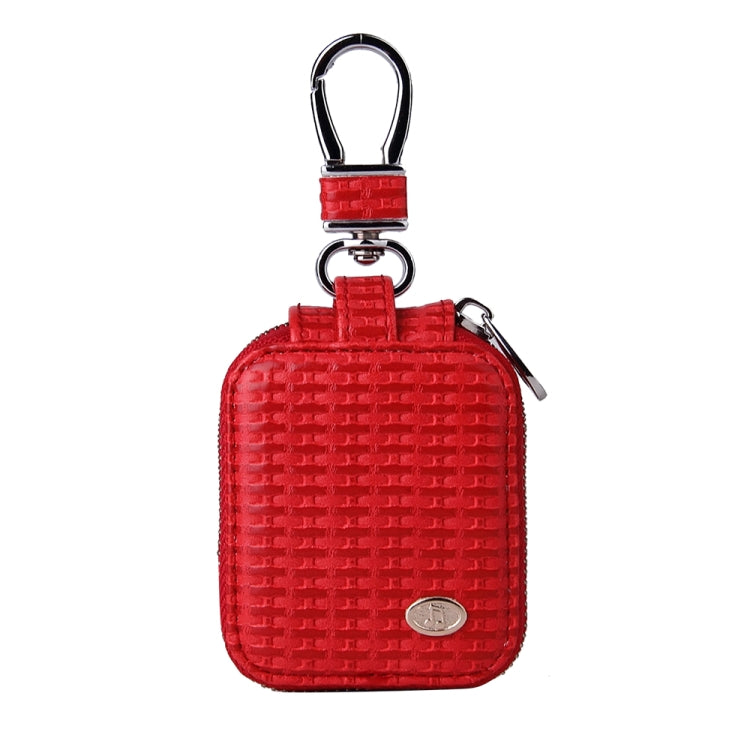 Fashion Woven Pattern Zipper PU Leather Wireless Bluetooth Earphone Protective Case for Apple AirPods 1 / 2, with Metal Buckle