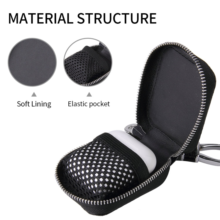 Fashion Woven Pattern Zipper PU Leather Wireless Bluetooth Earphone Protective Case for Apple AirPods 1 / 2, with Metal Buckle