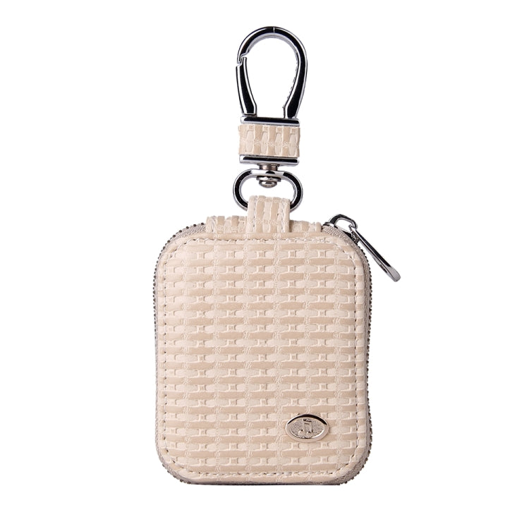 Fashion Woven Pattern Zipper PU Leather Wireless Bluetooth Earphone Protective Case for Apple AirPods 1 / 2, with Metal Buckle