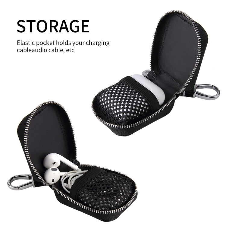 Fashion Woven Pattern Zipper PU Leather Wireless Bluetooth Earphone Protective Case for Apple AirPods 1 / 2, with Metal Buckle