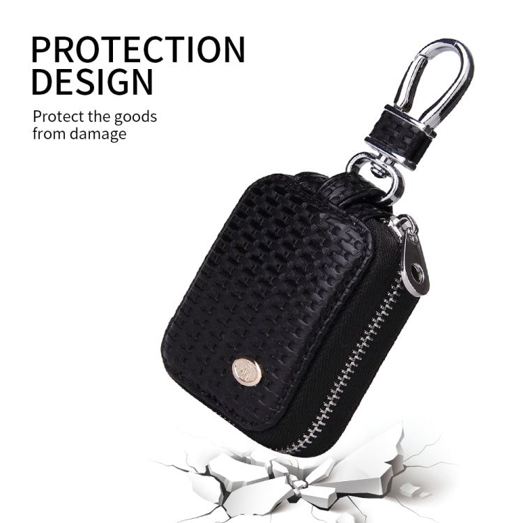 Fashion Woven Pattern Zipper PU Leather Wireless Bluetooth Earphone Protective Case for Apple AirPods 1 / 2, with Metal Buckle