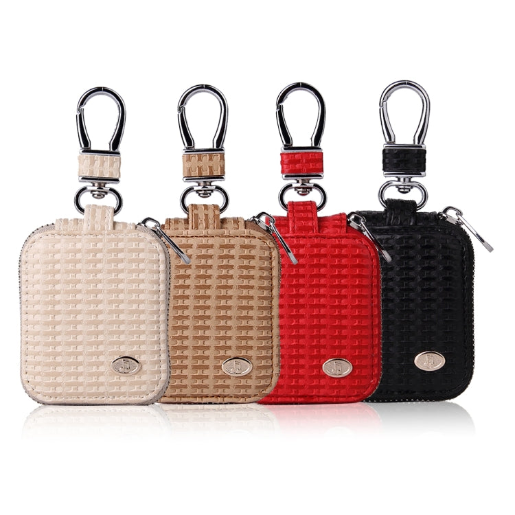 Fashion Woven Pattern Zipper PU Leather Wireless Bluetooth Earphone Protective Case for Apple AirPods 1 / 2, with Metal Buckle
