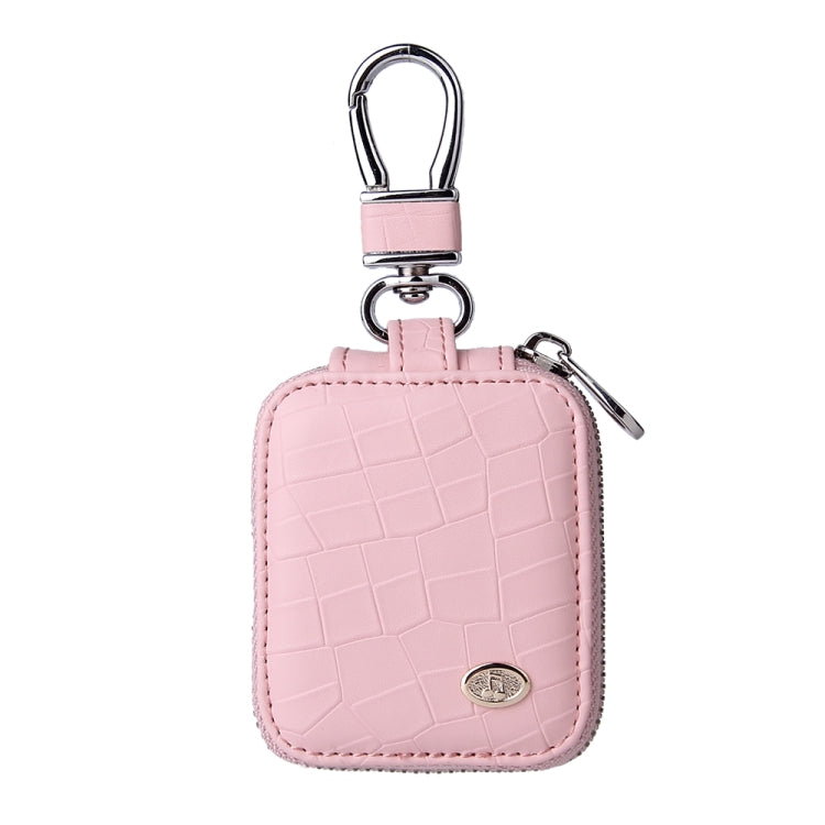 Fashion Stone Pattern Zipper PU Leather Wireless Bluetooth Earphone Protective Case for Apple AirPods 1 / 2, with Metal Buckle