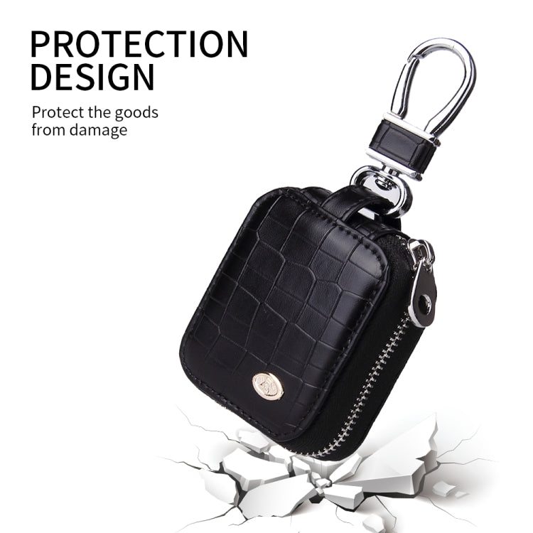 Fashion Stone Pattern Zipper PU Leather Wireless Bluetooth Earphone Protective Case for Apple AirPods 1 / 2, with Metal Buckle