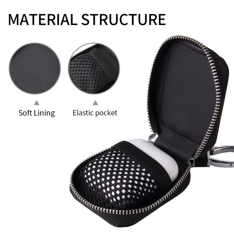 Fashion Stone Pattern Zipper PU Leather Wireless Bluetooth Earphone Protective Case for Apple AirPods 1 / 2, with Metal Buckle