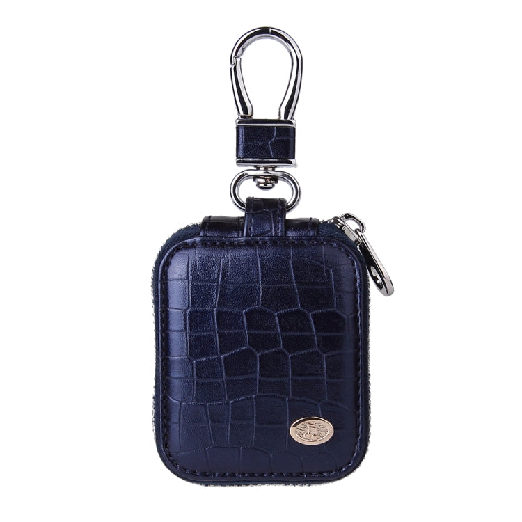 Fashion Stone Pattern Zipper PU Leather Wireless Bluetooth Earphone Protective Case for Apple AirPods 1 / 2, with Metal Buckle