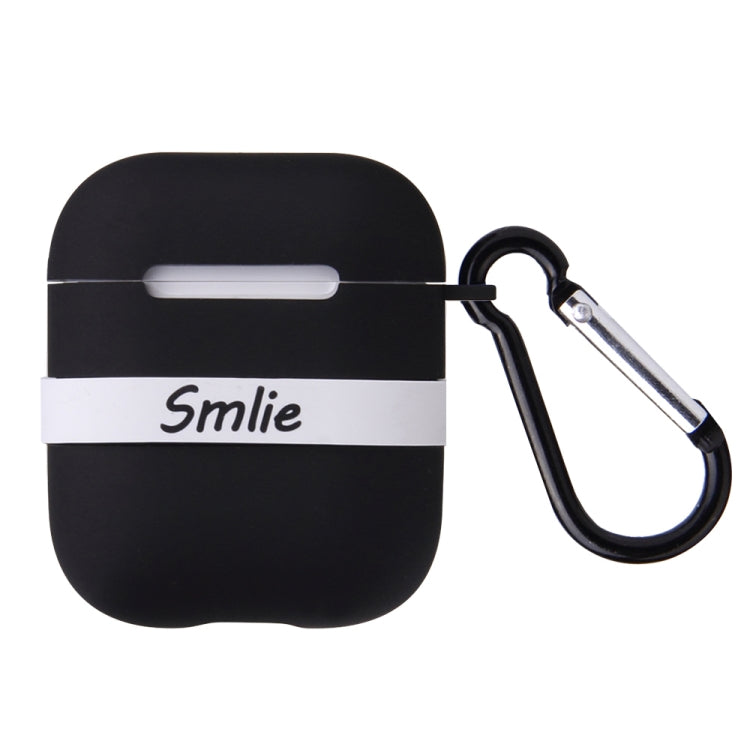 Letter Pattern Liquid Silicone Wireless Bluetooth Earphone Protective Case for Apple AirPods 1 / 2, with Metal Buckle