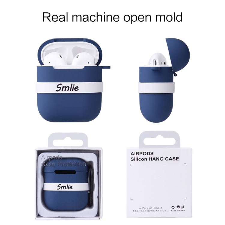 Letter Pattern Liquid Silicone Wireless Bluetooth Earphone Protective Case for Apple AirPods 1 / 2, with Metal Buckle