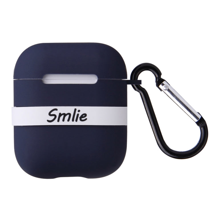 Letter Pattern Liquid Silicone Wireless Bluetooth Earphone Protective Case for Apple AirPods 1 / 2, with Metal Buckle